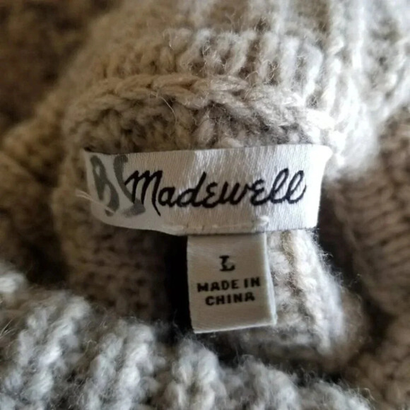 Madewell Merino Wool Ribbed Turtleneck Tunic Sweater  L - Picture 6 of 13